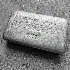 10 oz Engelhard .999 Silver Poured bar 5 digit Serial - Attractive condition