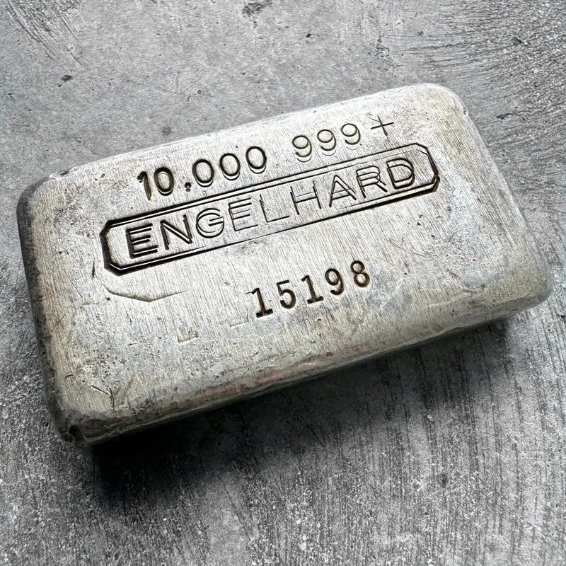 10 oz Engelhard .999 Silver Poured bar 5 digit Serial - Double Stamped Error!