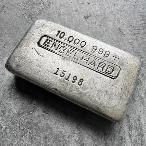 10 oz Engelhard .999 Silver Poured bar 5 digit Serial - Double Stamped Error!