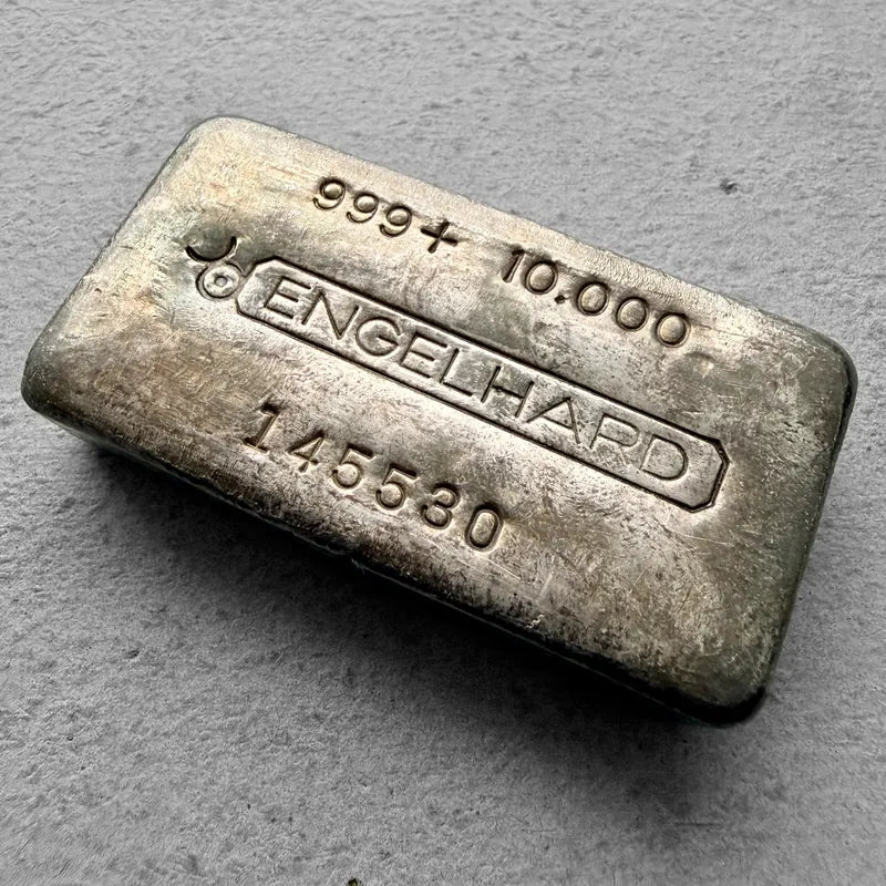 10 oz Engelhard .999 Silver Poured bar - Bold strike and clean surfaces