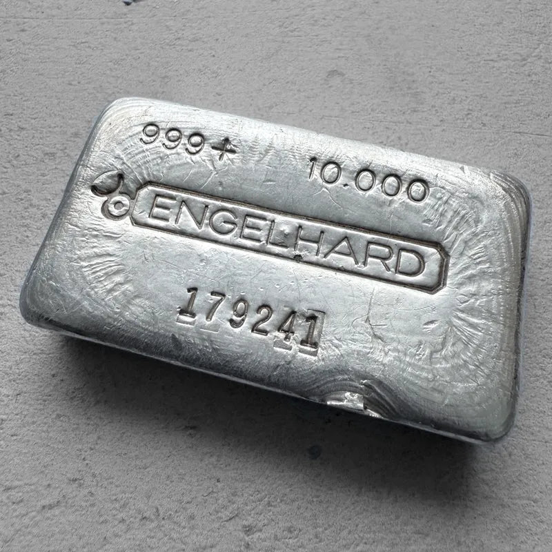 10 oz Engelhard .999 Silver Poured bar - Nice pour lines