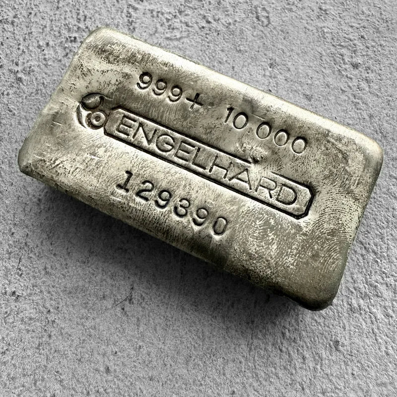 10 oz Engelhard .999 Silver Poured bar - Bold strike and clean surfaces