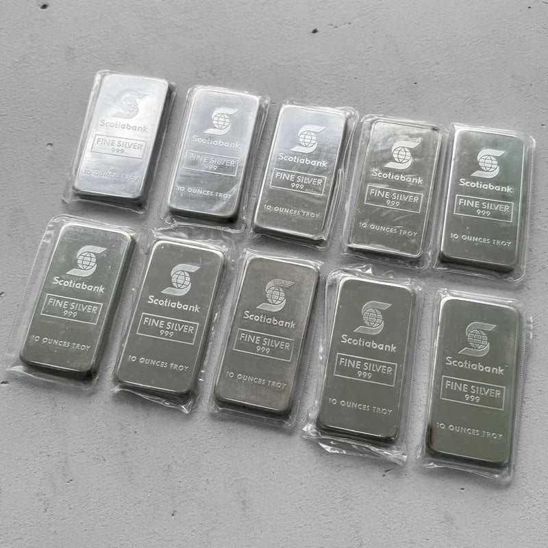 10 x Johnson Matthey 10 oz .999 Silver bar Scotia Bank Scotiabank