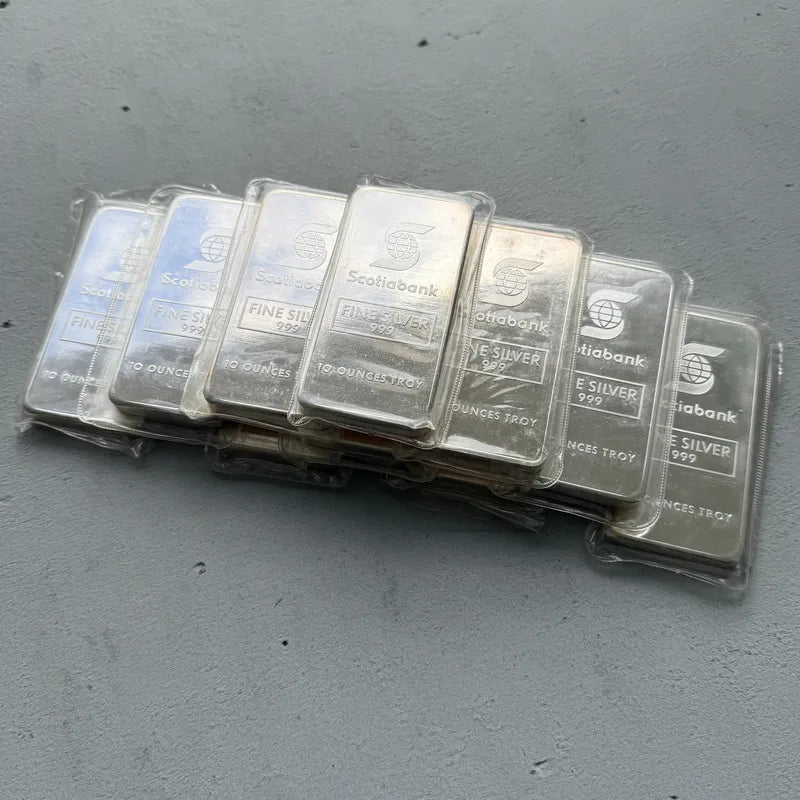 10 x Johnson Matthey 10 oz .999 Silver bar Scotia Bank Scotiabank