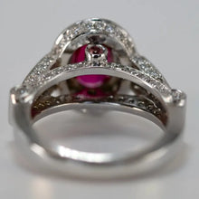 Load image into Gallery viewer, 14k White Gold natural 1.55ct Oval Ruby &amp; Diamond Engagement Ring
