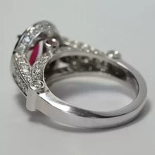 Load image into Gallery viewer, 14k White Gold natural 1.55ct Oval Ruby &amp; Diamond Engagement Ring
