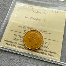 Load image into Gallery viewer, 1888 Canada $2 Gold Coin ICCS MS 63 Obverse 3 - Stunning Coin!
