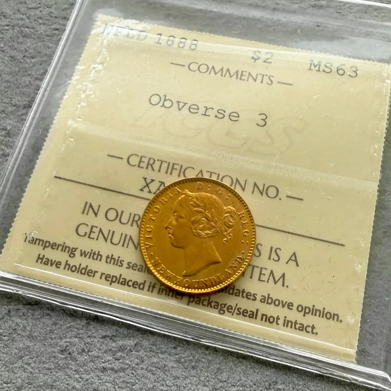 1888 Canada $2 Gold Coin ICCS MS 63 Obverse 3 - Stunning Coin!