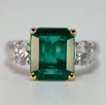 Load image into Gallery viewer, 18K White and Yellow Gold 3.56ct Emerald Cocktail Ring Custom Made
