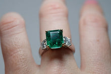 Load image into Gallery viewer, 18K White and Yellow Gold 3.56ct Emerald Cocktail Ring Custom Made

