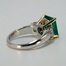 Load image into Gallery viewer, 18K White and Yellow Gold 3.56ct Emerald Cocktail Ring Custom Made
