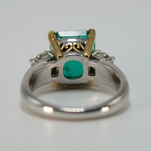 Load image into Gallery viewer, 18K White and Yellow Gold 3.56ct Emerald Cocktail Ring Custom Made
