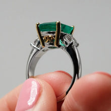 Load image into Gallery viewer, 18K White and Yellow Gold 3.56ct Emerald Cocktail Ring Custom Made
