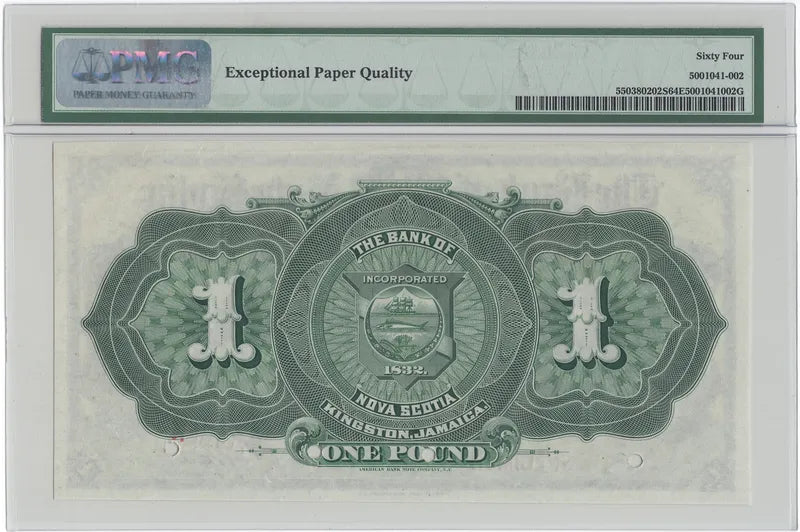 1900 £1 Pound Bank of Nova Scotia Canada Kingston Jamaica PMG 64 EPQ Specimen
