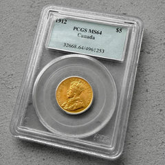 1912 Canada $5 Gold Coin PCGS MS 64 - Stunning Coin!