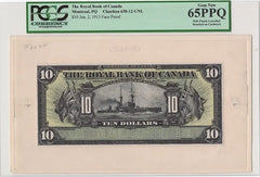 1913 $10 The Royal Bank Of Canada PROOF PCGS 65 PPQ - Battleship