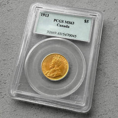1913 Canada $5 Gold Coin PCGS MS 63