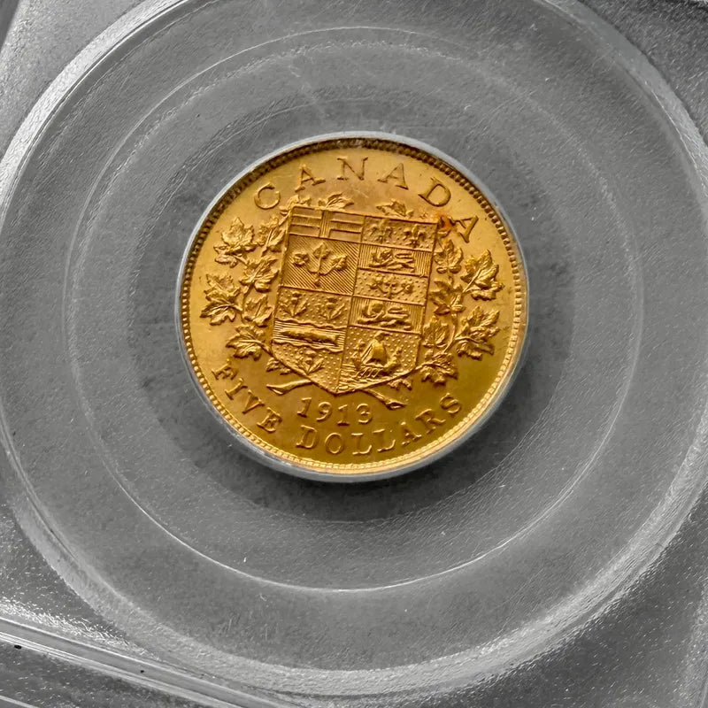 1913 Canada $5 Gold Coin PCGS MS 63