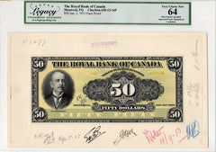 1913 $50 Royal Bank of Canada Montreal Face + Back Proof