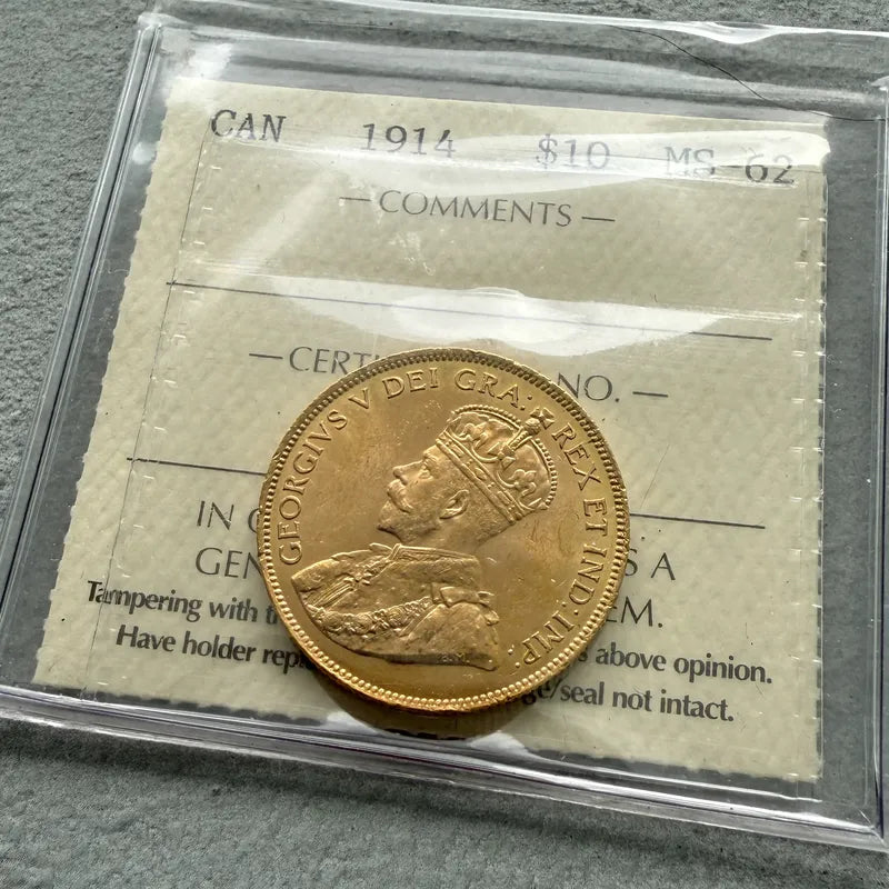 1914 Canada $10 Gold Coin - ICCS MS 62 C