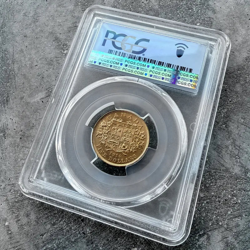 1914 Canada $5 Gold Coin - PCGS Canadian Gold Reserve - Gem MS 64