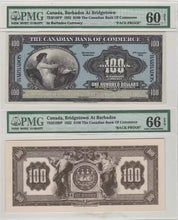 Load image into Gallery viewer, 1922 $100 Canada Barbados At Bridgetown Face + Back Proof Pair - PMG Gem 60/66
