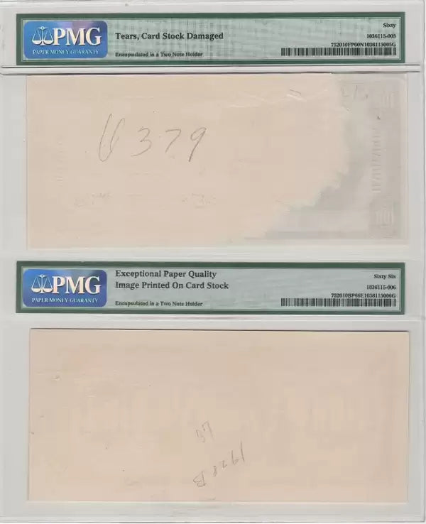 1922 $100 Canada Barbados At Bridgetown Face + Back Proof Pair - PMG Gem 60/66