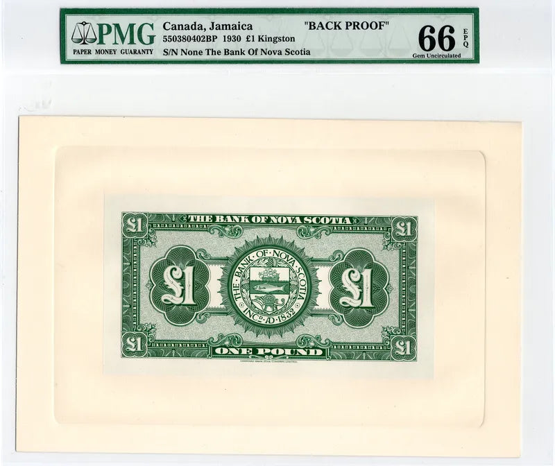 1930 £1 Pound Bank of Nova Scotia Canada Kingston Jamaica PMG 64 EPQ Specimen