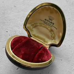1930s Rolex Red Velvet Clamshell Watch Box - Original Papers