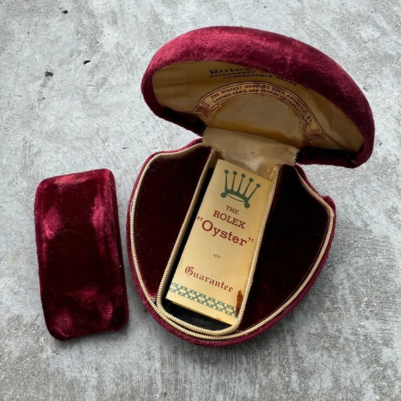 1930s-rolex-red-velvet-clamshell-watch-box-original-papers-receipt/