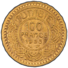 Load image into Gallery viewer, 1935 Tunisia 100 Francs Gold Coin
