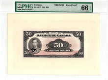 Load image into Gallery viewer, 1935 $50 Banque du Canada French Face + Back Proof BC-14FP BC-14BP PMG 66PPQ
