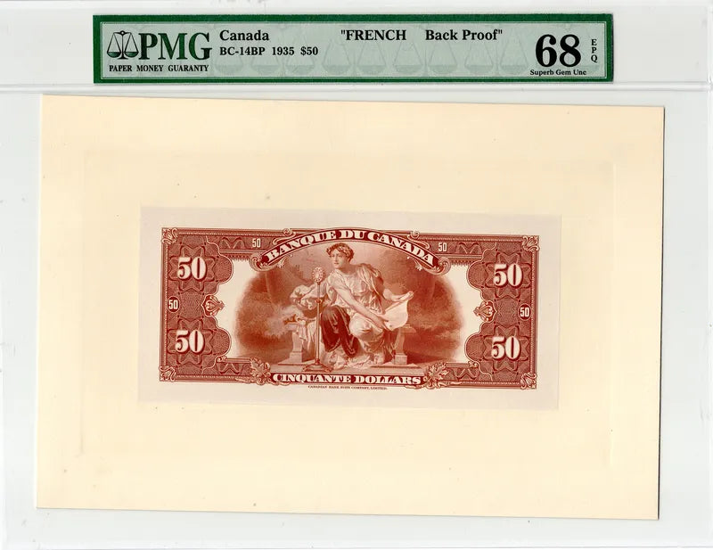 1935 $50 Banque du Canada French Face + Back Proof BC-14FP BC-14BP PMG 66PPQ