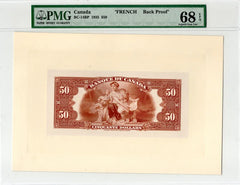 1935 $50 Banque du Canada French Face + Back Proof BC-14FP BC-14BP PMG 66PPQ