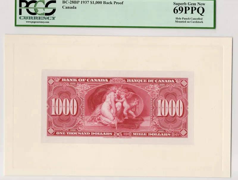 1937 $1000 Bank of Canada Face + Back Proof BC-28FP BC-28BP PCGS Gem 69PPQ