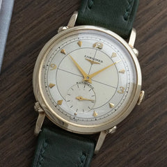 1950s Longines Mens 14k Yellow Gold Automatic Calibre 22A - Fancy Lugs