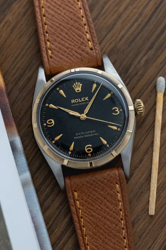 1953 Rolex Explorer 6299 Bubble back  Black Honey Comb Explorer Dial