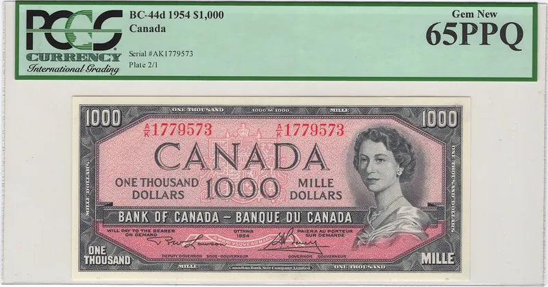1954 $1000 Bank of Canada - PCGS Gem 65