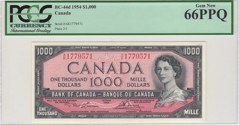 1954 $1000 Bank of Canada - PCGS Gem 66