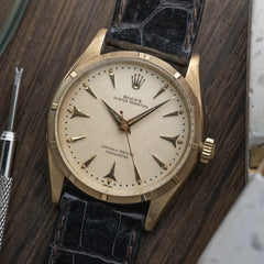 1955 Rolex Oyster Perpetual Gold 6565 - Arrowhead Markers