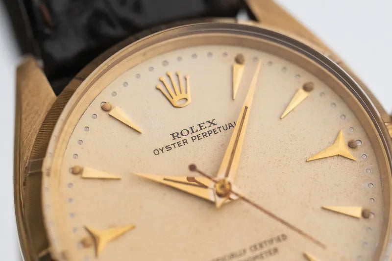1955 Rolex Oyster Perpetual Gold 6565 - Arrowhead Markers