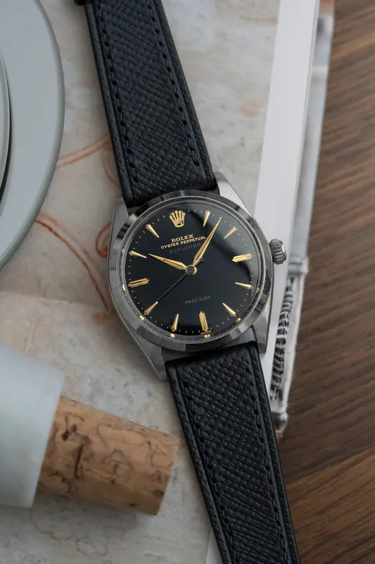 1963 Rolex 5500 - Gilt Black Dial + Gold Markers / Hands - Explorer Dial