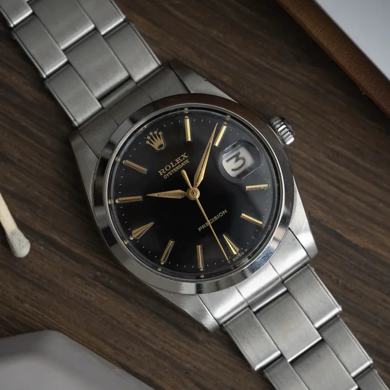 1965 Rolex Oysterdate Stainless Steel - Stunning Glossy Gilt black dial