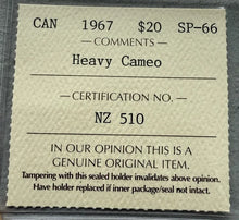 Load image into Gallery viewer, 1967 Canada $20 Gold Coin - ICCS SP 66 Heavy Cameo

