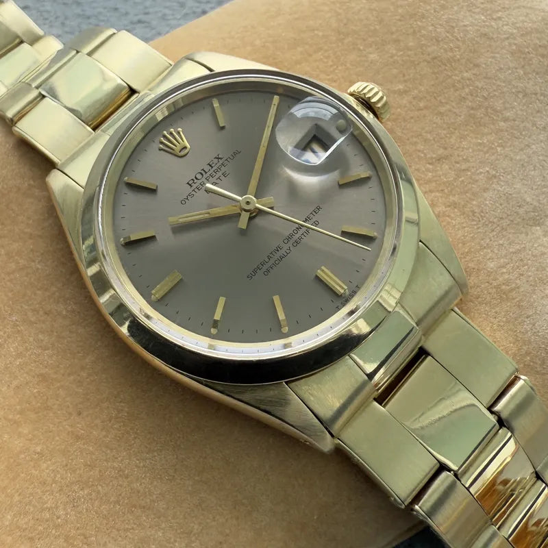 1969 Rolex 34mm Date Solid Gold 1500 - Slate Grey Dial