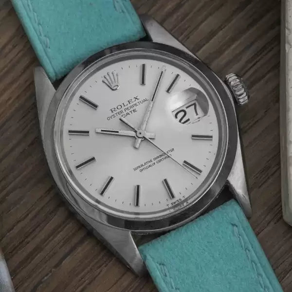 1970 Rolex Date 1500 - Tiffany blue strap! - Serviced