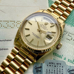 1972 Rolex President Solid Gold 1803 - Complete Set - Box + Papers