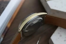 Load image into Gallery viewer, 1973 Rolex 1550 Date Grey Mosaic Dial- Gold Plated case with Riveted Bracelet
