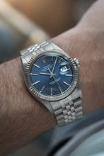 Load image into Gallery viewer, 1973 Rolex 1601 Datejust Stainless Steel &nbsp;Jubilee Blue to Tropical Purplish dial
