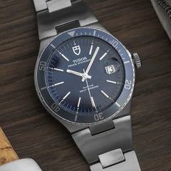 1974 Tudor Prince Date Chrono Time Stainless Steel 9121/0 - Blue Dial and bezel